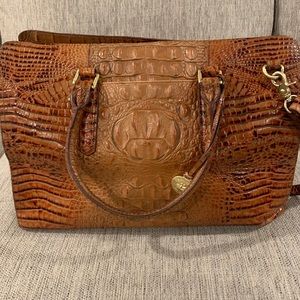 Large Brahmin Toasted Almond Handcrafted Leather Fairhaven Mass USA Tote Bag